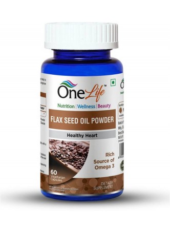 OneLife Flax Seed Oil Powder 60 Veg Capsules